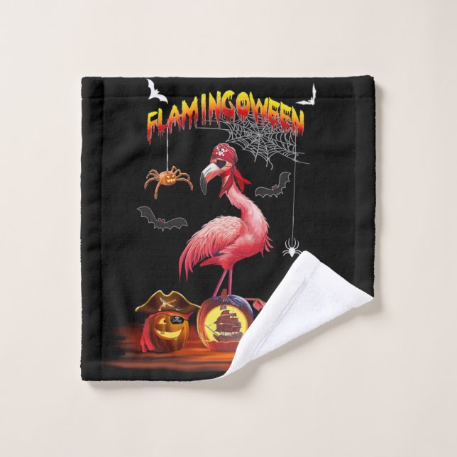 HALLOWEEN FLAMINGOWEEN  PIRATE WASH CLOTH (Wash Cloth)