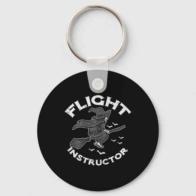 Halloween Flight Instructor Witch Funny Costume Wo Key Ring (Front)