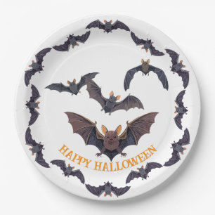 Halloween Flock Of Spooky Bats Paper Plate