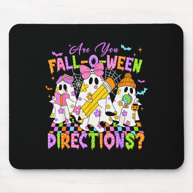 Halloween Floral Ghost Teacher Are You Falloween D Mouse Pad (Front)