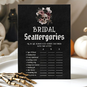 Halloween Floral Skull Bridal Scattergories Game Invitation