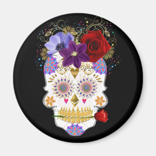 Halloween Floral Sugar Skull Magnet