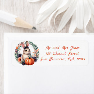 Halloween Floral Wreath - The Rabbit - Address Return Address Label