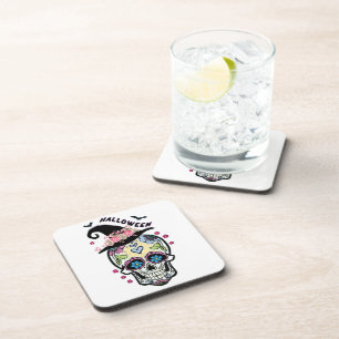 Halloween Flower Skull Coaster