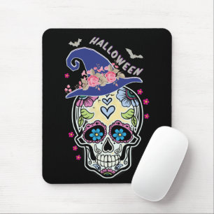 Halloween Flower Skull Mouse Pad