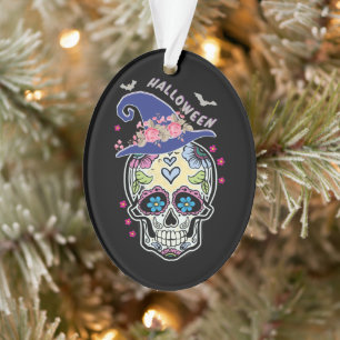 Halloween Flower Skull Ornament