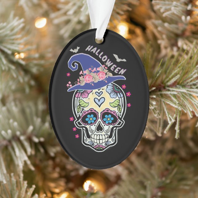 Halloween Flower Skull Ornament (Tree)