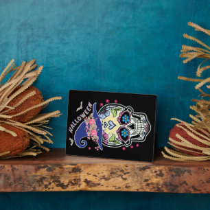 Halloween Flower Skull Plaque