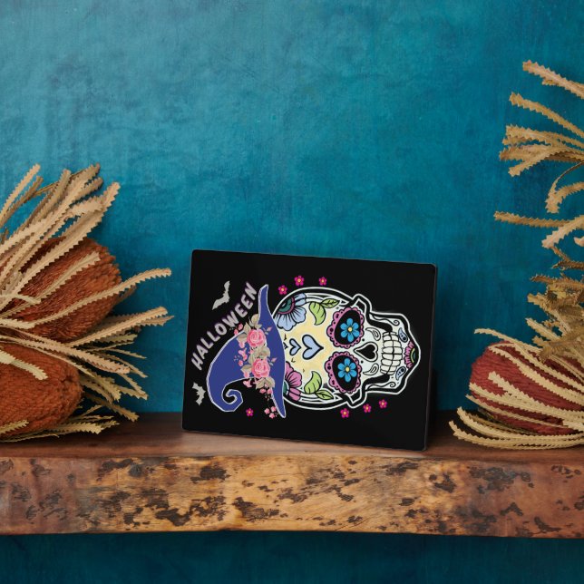 Halloween Flower Skull Plaque (Side)