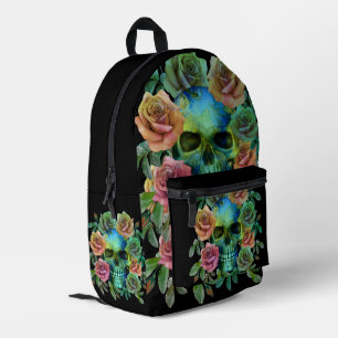 Halloween Flowers Bouquet Skull Printed Backpack