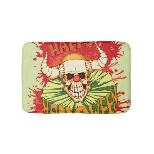 Halloween flyer: diabolical clown theme bath mat