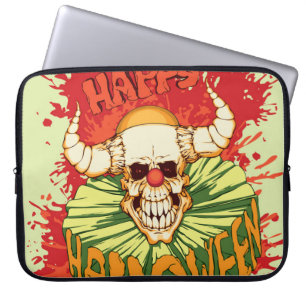 Halloween flyer: diabolical clown theme laptop sleeve