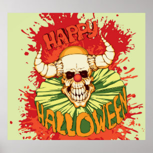 Halloween flyer: diabolical clown theme poster