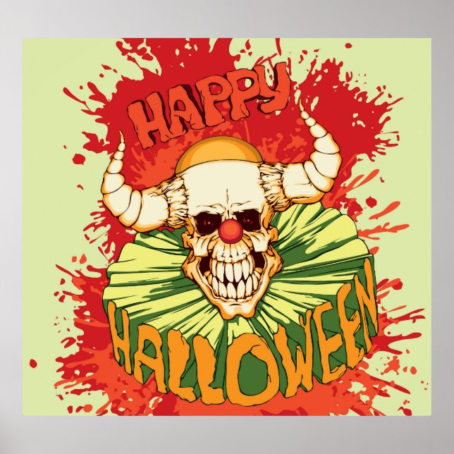 Halloween flyer: diabolical clown theme poster (Front)