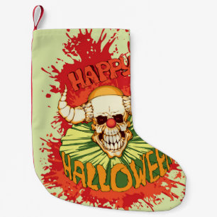 Halloween flyer: diabolical clown theme small christmas stocking