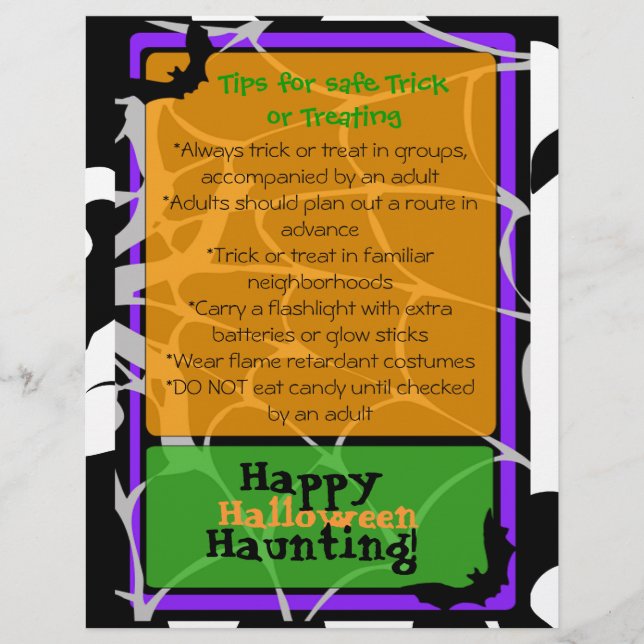 Halloween Flyer with Trick or Treat safety tips (Front)