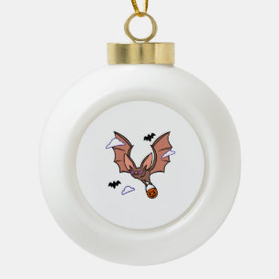 Halloween flying bat cute ceramic ball christmas ornament