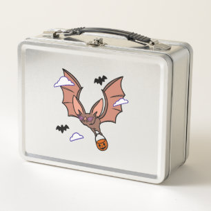 Halloween flying bat cute metal lunch box
