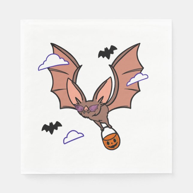 Halloween flying bat cute napkin (Front)