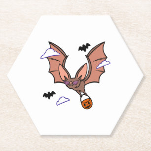 Halloween flying bat cute paper coaster