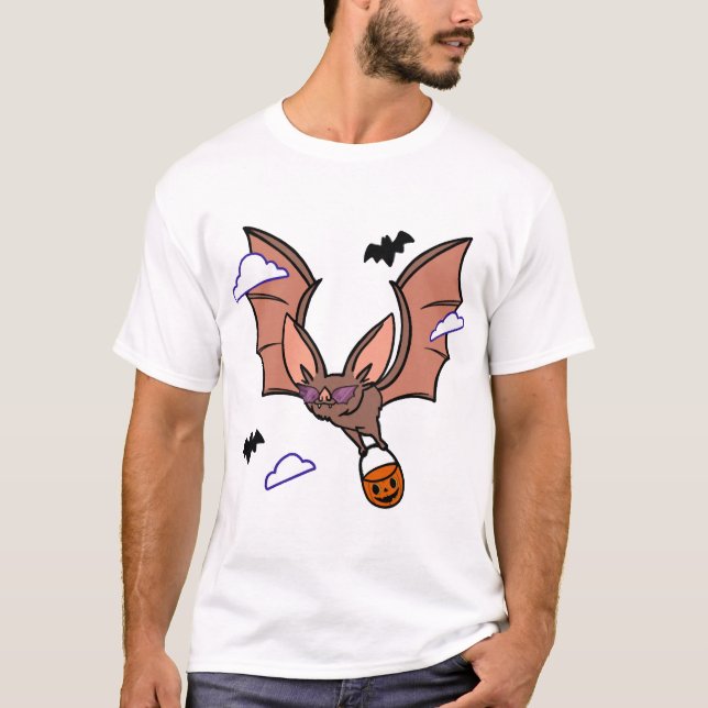 Halloween flying bat cute T-Shirt (Front)