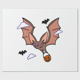 Halloween flying bat cute wrapping paper
