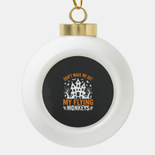 Halloween Flying Monkeys Haunted House Graphic Ceramic Ball Christmas Ornament