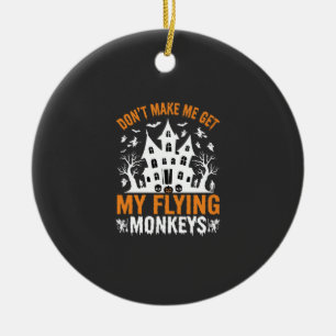 Halloween Flying Monkeys Haunted House Graphic Ceramic Ornament