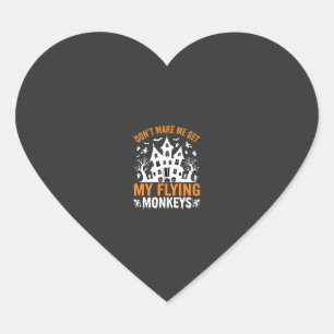 Halloween Flying Monkeys Haunted House Graphic Heart Sticker