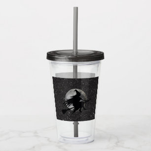 Halloween Flying Witch Cup With Lid and Straw
