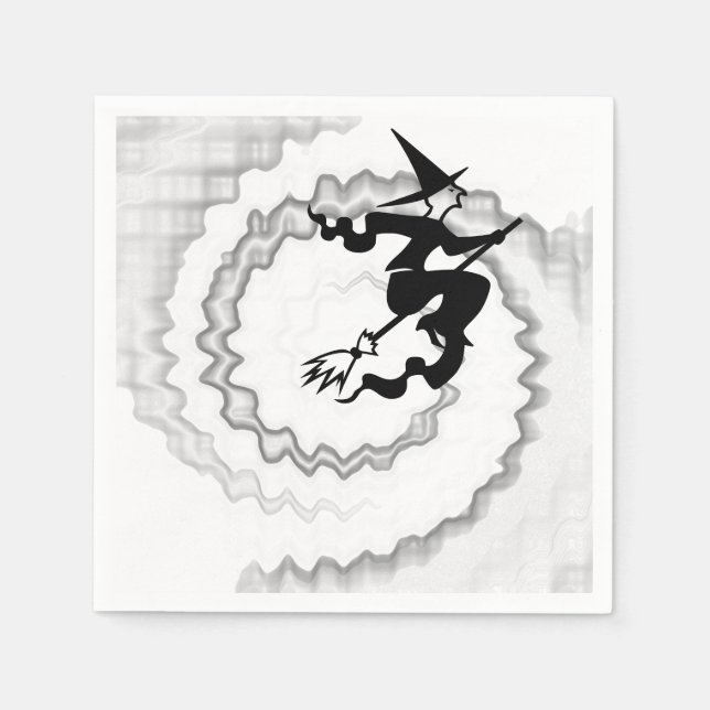Halloween flying witch magic spell swirl funny napkin (Front)
