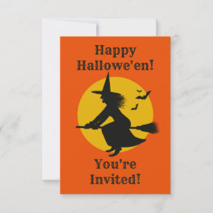Halloween Flying Witch Party Invitation