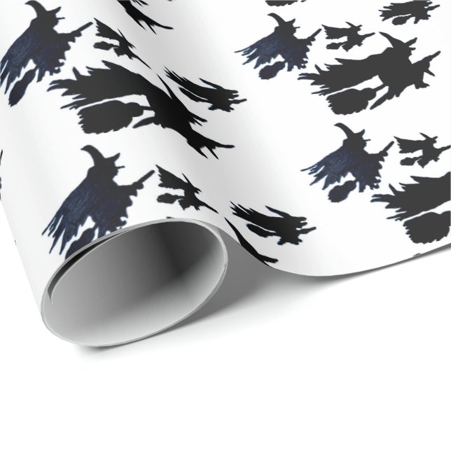 HALLOWEEN FLYING WITCHES wrapping paper (Roll Corner)