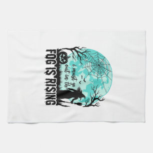 Halloween Fog Is Rising Witch Pumpkin Vintage Shir Tea Towel
