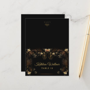 Halloween FOLDING Golden Skeleton Names Postcard