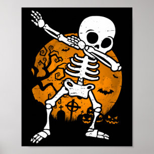 Halloween For Boys Kids Dabbing Skeleton Costume Poster