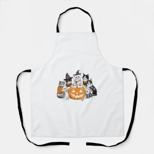 halloween for Cat Cute Kitten Ghost Skeleton Lover Apron