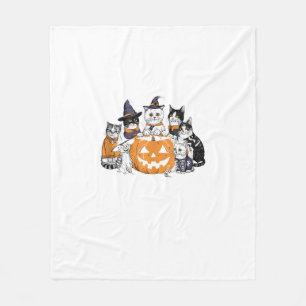 halloween for Cat Cute Kitten Ghost Skeleton Lover Fleece Blanket