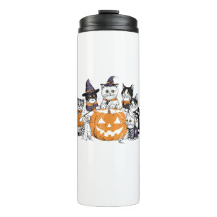halloween for Cat Cute Kitten Ghost Skeleton Lover Thermal Tumbler