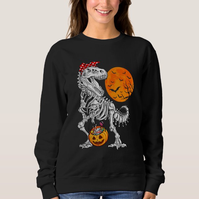 Halloween For Girl Kids Dinosaur Skeleton T Rex Sc Sweatshirt (Front)