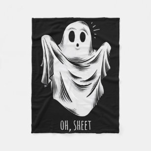 Halloween For Men Funny Oh Sheet Ghost  Fleece Blanket