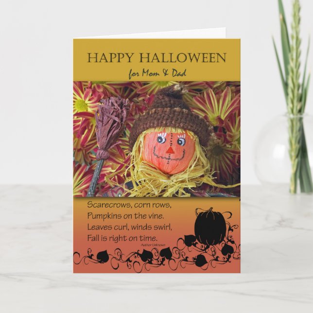 Halloween for Mum and Dad, Scarecrow and Poem Card (Front)
