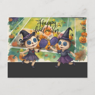 Halloween for Pickleball Player Party Holiday Postcard