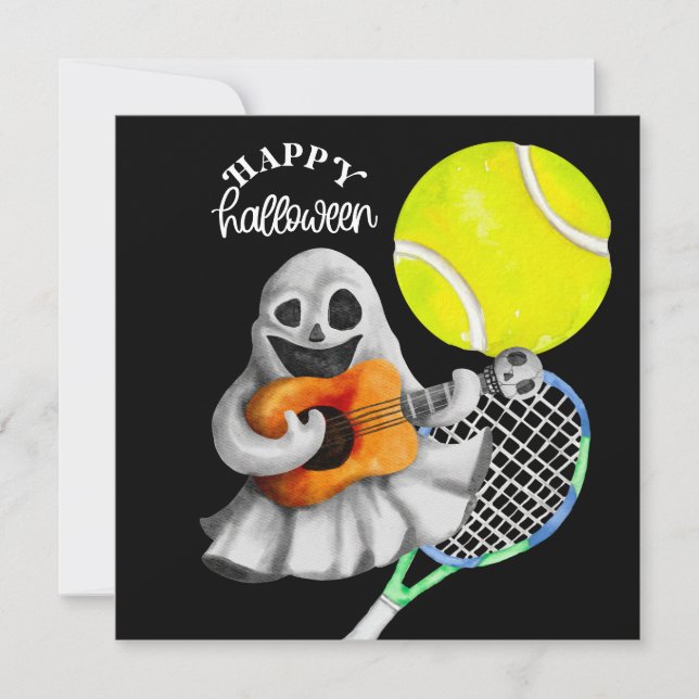 Halloween for Tennis Player with racket  Holiday Card (Front)