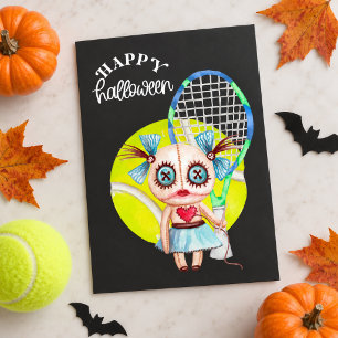 Halloween for Tennis Player with racket Holiday Postcard