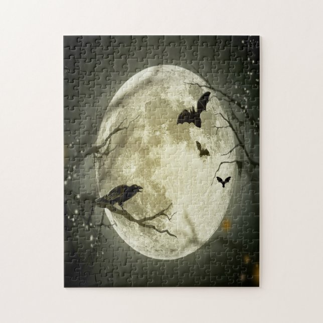 Halloween Forest, Bats, Landscape Jigsaw Puzzle (Vertical)