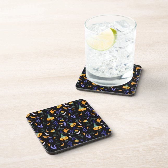Halloween Forest Cork-Backed Coasters (Right Side)