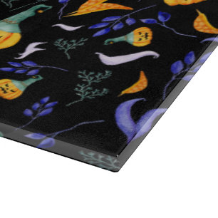 Halloween Forest Glass Cutting Board