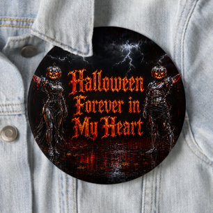 Halloween Forever In My Heart Gothic Pumpkin Jack  6 Cm Round Badge