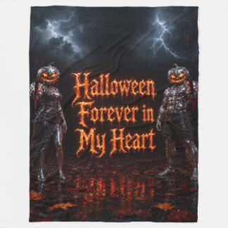 Halloween Forever In My Heart Gothic Pumpkin Jack Fleece Blanket